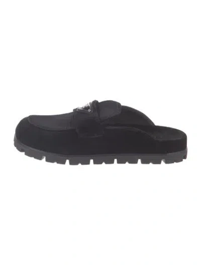 Pre-owned Prada Suede Mules In Black
