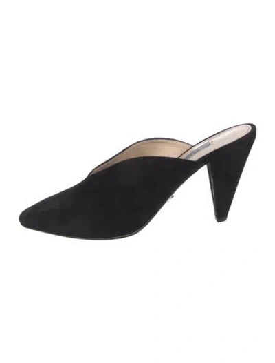 Pre-owned Prada Suede Mules In Black
