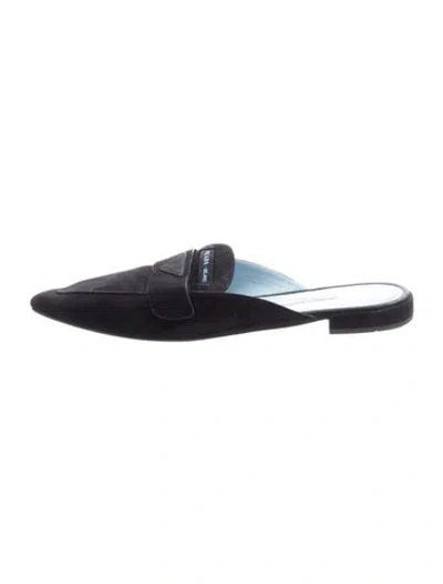 Pre-owned Prada Suede Mules In Black