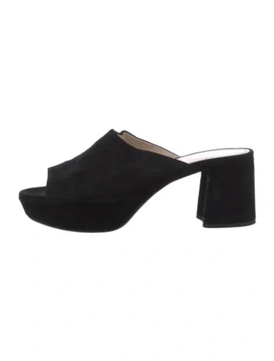 Pre-owned Prada Suede Mules In Black