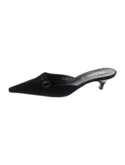 Pre-owned Prada Suede Mules In Black
