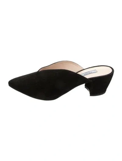 Pre-owned Prada Suede Mules In Black