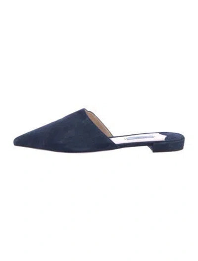Pre-owned Prada Suede Mules In Blue
