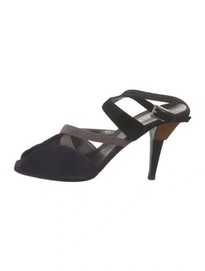 Pre-owned Prada Suede Mules In Blue