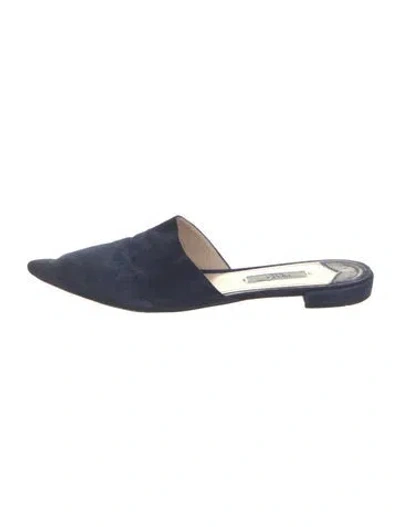 Pre-owned Prada Suede Mules In Blue