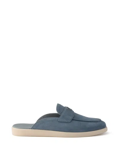 Prada Suede Mules In Blue
