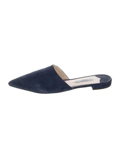 Pre-owned Prada Suede Mules In Blue