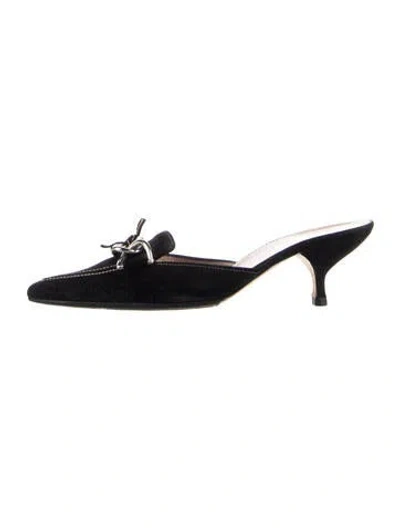Pre-owned Prada Suede Mules In Blue