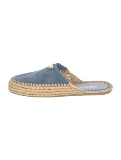 Pre-owned Prada Suede Mules In Blue