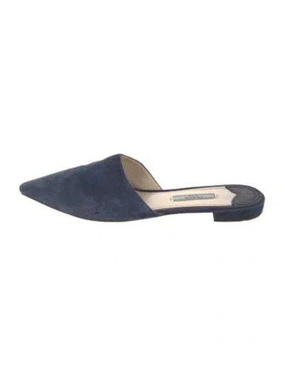 Pre-owned Prada Suede Mules In Blue