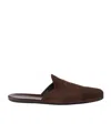 Prada Slip-on Suede Slippers In Brown