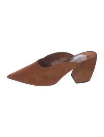 Pre-owned Prada Suede Mules In Brown