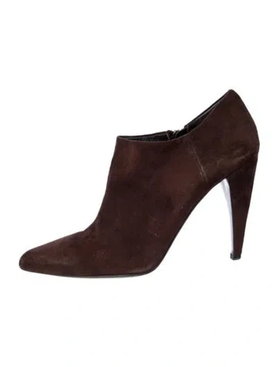 Pre-owned Prada Suede Mules In Brown