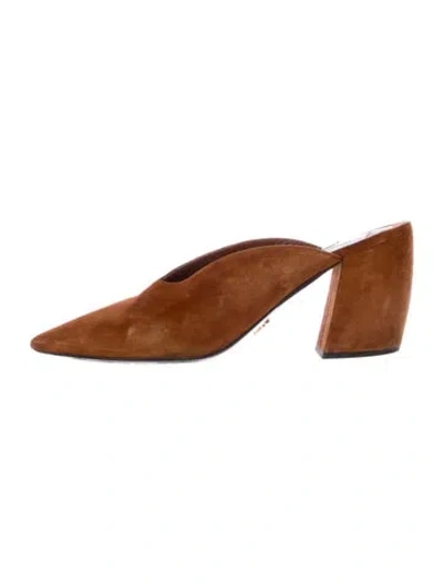 Pre-owned Prada Suede Mules In Brown