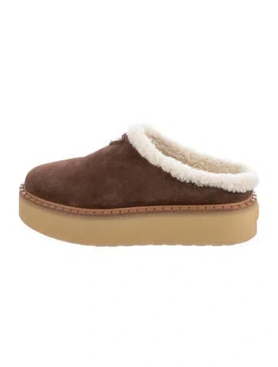 Pre-owned Prada Suede Mules In Brown