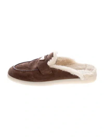 Pre-owned Prada Suede Mules In Brown