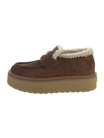 Pre-owned Prada Suede Mules In Brown