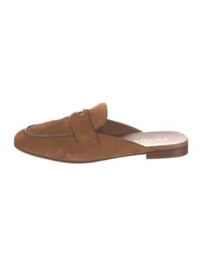 Pre-owned Prada Suede Mules In Brown