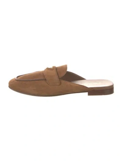 Pre-owned Prada Suede Mules In Brown