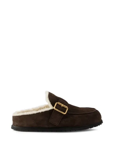 Prada Suede Leather Flat Mules In Multi