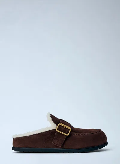 Prada Suede Mules In Brown