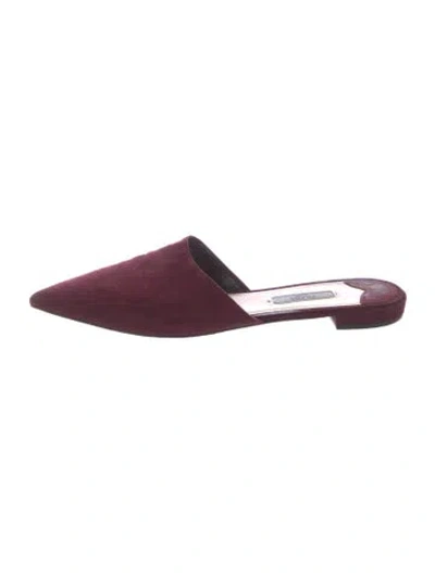 Pre-owned Prada Suede Mules In Burgundy