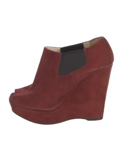 Pre-owned Prada Suede Mules In Burgundy