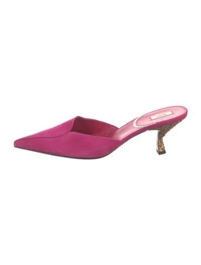 Pre-owned Prada Suede Mules In Gold/pink
