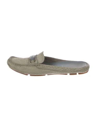 Pre-owned Prada Suede Mules In Neutral