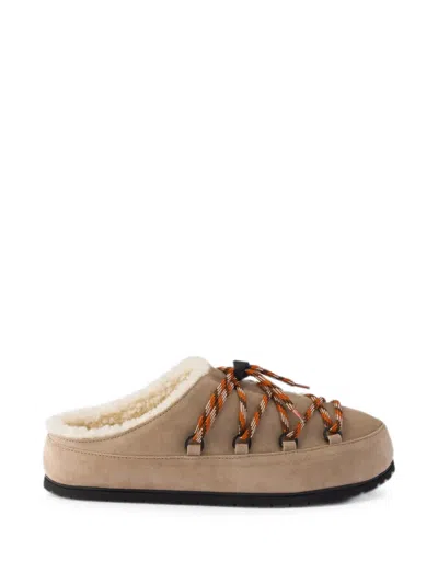Prada Suede Mules In Neutrals