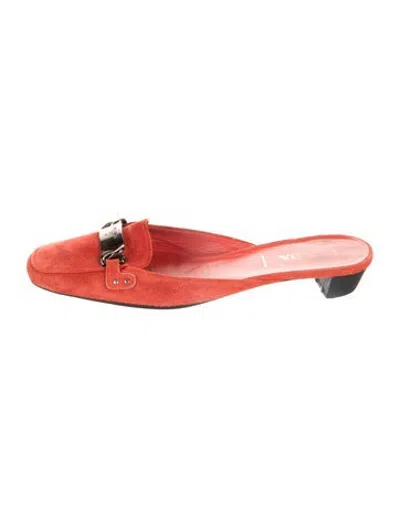 Pre-owned Prada Suede Mules In Orange