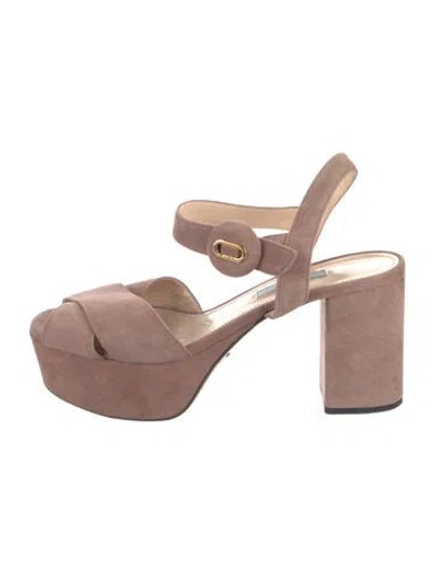 Pre-owned Prada Suede Mules In Pink