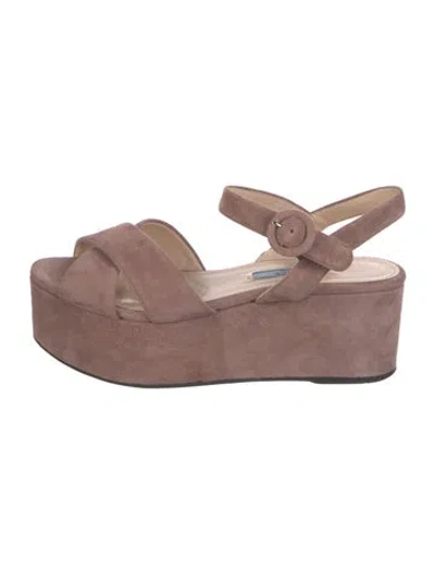 Pre-owned Prada Suede Mules In Pink