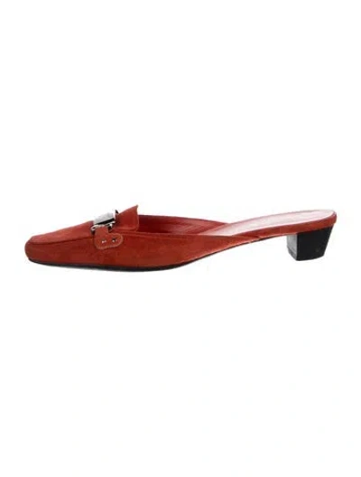 Pre-owned Prada Suede Mules In Red