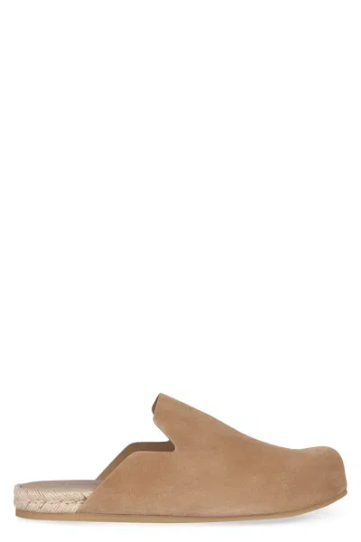 Prada Men Suede Leather Sabots In Brown