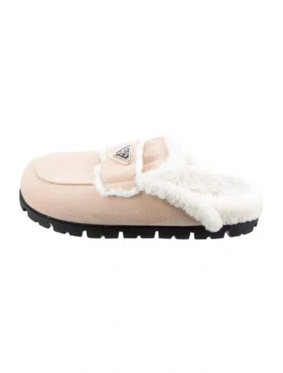 Pre-owned Prada Suede Mules In White