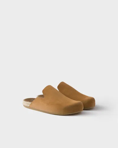 Prada Suede Mules In Zimt