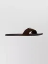 Prada Suede Open Toe Flat Sole Slides In Brown