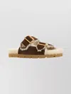 Prada Suede Open Toe Flat Sole Slippers In Brown