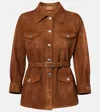 Prada Suede Overshirt In Brown