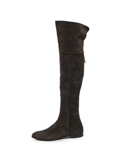 Pre-owned Prada Suede Over-the-knee Boots In Brown
