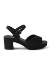 Prada Suede Triangle Logo Platform Sandals In Black