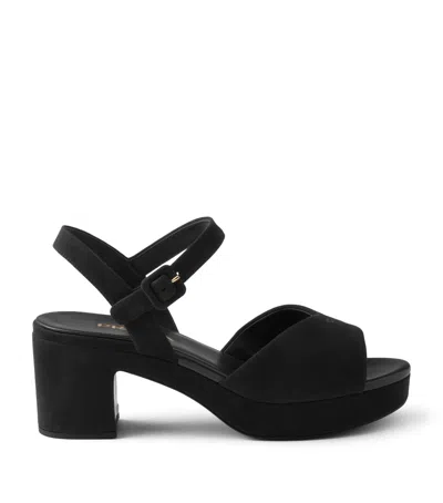 PRADA SUEDE PADDED HEELED SANDALS 65
