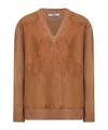 Prada Long-sleeved Sweater In Brown