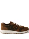 Prada Suede-panelled Low-top Sneakers In Burgundy