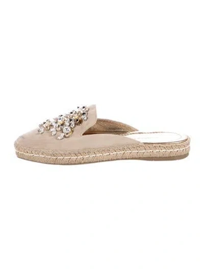 Pre-owned Prada Suede Patterned Espadrilles In Neutral