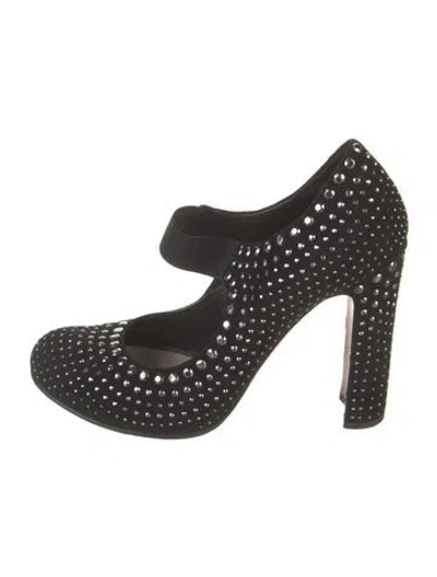 Pre-owned Prada Suede Patterned Pumps In Black