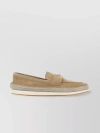 PRADA SUEDE PENNY STRAP LOAFERS