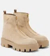 Prada Suede Platform Ankle Boots In Brown