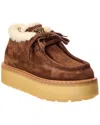 Prada Suede Chukka Boots With Shearling Lining And Rubber Flatform Sole In Brown